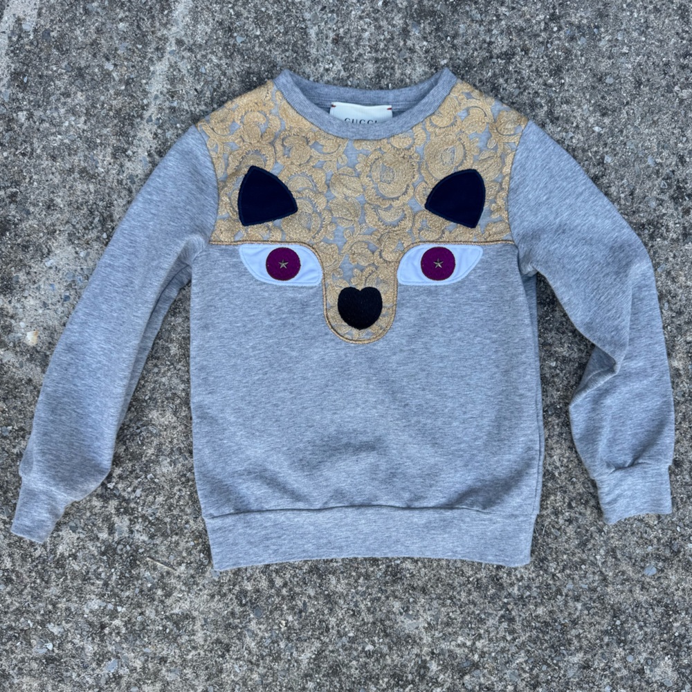 Clean NWOT Authentic Unique Children’s Baby Toddler Gucci Gray Sweatshirt XS